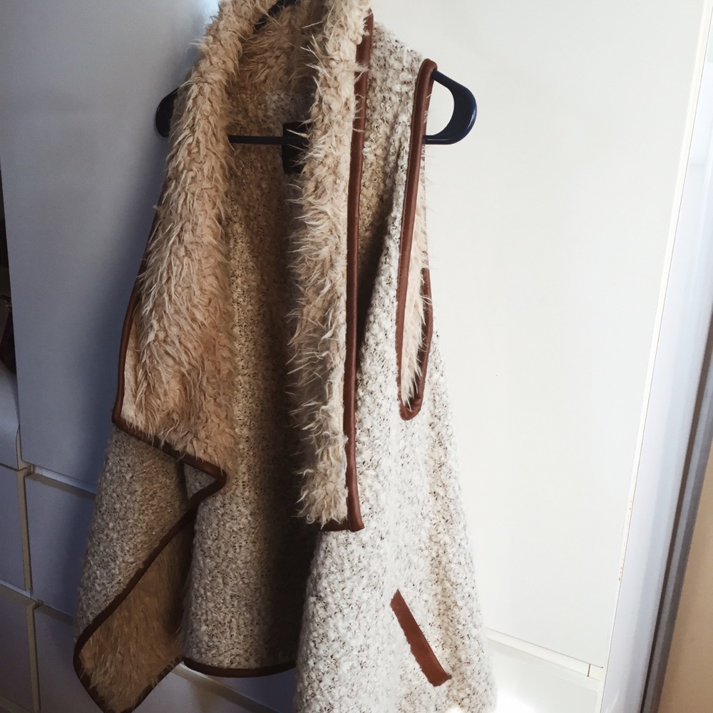 Leather Lined Faux Fur Vest